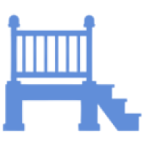 A blue chair with steps on the side of it.